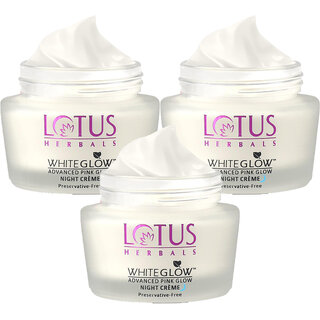                       Lotus Herbals Whiteglow Advanced Pink Glow Night Cream  Intense Hydration  Preservative Free  50G  (Pack Of 3)                                              