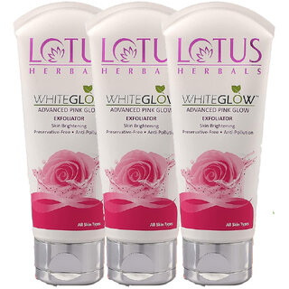                       Lotus Herbals Whiteglow Advanced Pink Glow Exfoliator  Brightens Skin  For All Skin Types  100g   (Pack Of 3)                                              