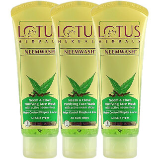                       Lotus Herbals Neemwash Neem  Clove Ultra Purifying Face Wash With Active Neem Slices   80Ml  (Pack Of 3)                                              
