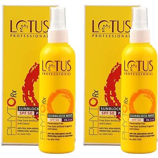 Lotus Professional Sunscreen - Spf 50 Pa+++ Phytorx Sunblock Mist Spf50_100Ml ( Pack Of 2 ) (200 Ml) Lotus Professional Sunscreen - Spf 50 Pa+++ Phytorx Sunblock Mist Spf50_100Ml ( Pack Of 2 ) (200 Ml)