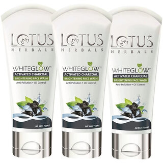 Lotus Herbals Whiteglow Activated Charcoal Face Wash Anti Pollution Oil Control 100G (Pack Of 3) Lotus Herbals Whiteglow Activated Charcoal Face Wash Anti Pollution Oil Control 100G (Pack Of 3)