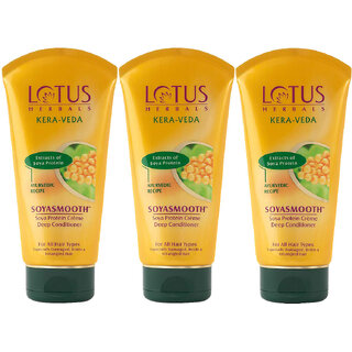 Lotus Herbals KeraVeda Soyasmooth Soya Protein Cream Deep Conditioner For All Hair Types 150G ( Pack Of 3) Lotus Herbals KeraVeda Soyasmooth Soya Protein Cream Deep Conditioner For All Hair Types 150G ( Pack Of 3)