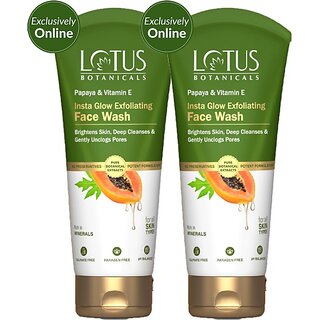 Lotus Botanicals Papaya & Vitamin E Insta Glow Exfoliating 200Ml(Pack Of 2) Face Wash (400 Ml) Lotus Botanicals Papaya & Vitamin E Insta Glow Exfoliating 200Ml(Pack Of 2) Face Wash (400 Ml)