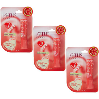 Lotus Herbals Lip Lush Tinted Lip Balm Watermelon Splash Spf 20 8H Moisturisation 4G (Pack Of 3) Lotus Herbals Lip Lush Tinted Lip Balm Watermelon Splash Spf 20 8H Moisturisation 4G (Pack Of 3)
