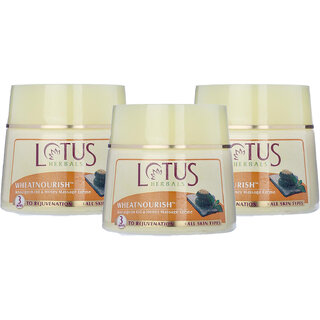 Lotus Herbals Wheatnourish Wheatgerm Oil Honey Massage Cream Rejuvenates Skin For All Skin Types 250G (Pack Of 3) Lotus Herbals Wheatnourish Wheatgerm Oil Honey Massage Cream Rejuvenates Skin For All Skin Types 250G (Pack Of 3)