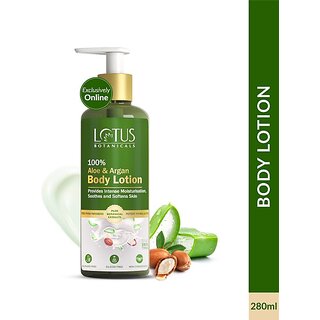 Lotus Botanicals 100% Aloe & Argan Body Lotion|Smooth & Nourished Skin|Repairs Damaged Skin (280 Ml) Lotus Botanicals 100% Aloe & Argan Body Lotion|Smooth & Nourished Skin|Repairs Damaged Skin (280 Ml)