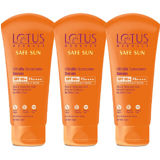 Lotus Herbals Ultrarx Sunscreen Serum Spf 60 PaFor All Skin TypesDermatologically Tested75G (Pack Of 3) Lotus Herbals Ultrarx Sunscreen Serum Spf 60 PaFor All Skin TypesDermatologically Tested75G (Pack Of 3)