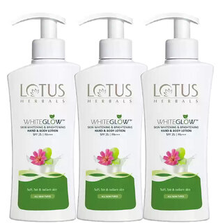 Lotus Herbals Whiteglow Skin Brightening Hand Body Lotion Spf 25 Pa 400Ml (Pack Of 3) Lotus Herbals Whiteglow Skin Brightening Hand Body Lotion Spf 25 Pa 400Ml (Pack Of 3)