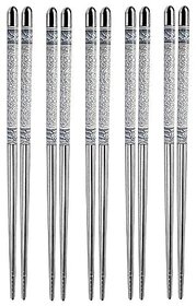 5 Pairs Reusable Metal Stainless Steel Chopsticks Dishwasher Safe Lightweight Easy to Use Metal Chop Stick Utensils