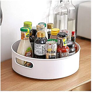 360 Rotating Kitchen Spice Cosmetic Holder Organizer Rack Tray (23L X 23B X 75H Cm WhitePlastic Tiered Shelf) 360 Rotating Kitchen Spice Cosmetic Holder Organizer Rack Tray (23L X 23B X 75H Cm WhitePlastic Tiered Shelf)