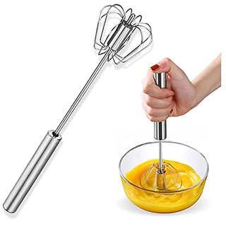 Kitchen Manual Hand Blender Semi-Automatic Egg Beater and Stirring Stainless Steel Rotating Rotary Push Whisks Mixer For Kitchen Baking/Lassi/Butter Milk Frother/Cream/Madhani/Coffee/Cake Mixing/Restaurant/ 1 Pack (9 inch) Kitchen Manual Hand Blender Semi-Automatic Egg Beater and Stirring Stainless Steel Rotating Rotary Push Whisks Mixer For Kitchen Baking/Lassi/Butter Milk Frother/Cream/Madhani/Coffee/Cake Mixing/Restaurant/ 1 Pack (9 inch)