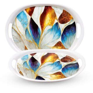 Aurka 11.6 Inch Oval Melamine Serving Tray (M14 Pack of 2 Small) Perfect for Serving Snacks, Beverages and Desserts, Stylish Addition to Your Home Decor Aurka 11.6 Inch Oval Melamine Serving Tray (M14 Pack of 2 Small) Perfect for Serving Snacks, Beverages and Desserts, Stylish Addition to Your Home Decor