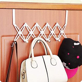 Adjustable Over The Door Hook Hanger Stainless Steel Heavy Duty Door Hanger for Clothes Coats Robes Hats Towel Rack Organizer Bathroom Hooks  Pack of 1  Silver