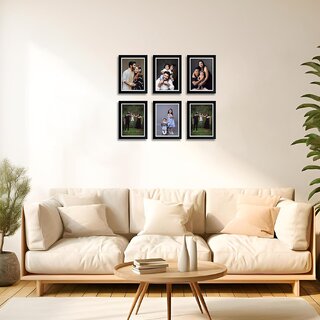 DIY Cast Set of 6 Rectangular Frame(6x8 Inch) Black Frame With Wall Mount Stylish for Home Office Dcor, Perfect for Family Pictures Gifting DIY Cast Set of 6 Rectangular Frame(6x8 Inch) Black Frame With Wall Mount Stylish for Home Office Dcor, Perfect for Family Pictures Gifting