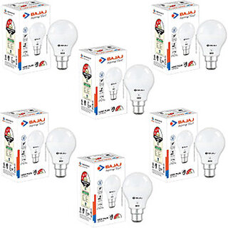                       BAJAJ 9 W Basic Round B22 LED Bulb (White, Pack of 6)                                              