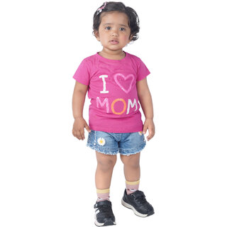                       Kid Kupboard Cotton Baby Girls T-Shirt, Light Pink, Half-Sleeves, 2-3 Years KIDS7390                                              