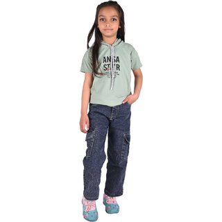                       Kid Kupboard Cotton Girls T-Shirt, Grey, Half-Sleeves, 8-9 Years KIDS7408                                              