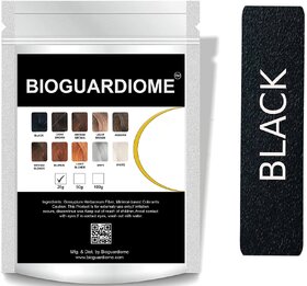 Bioguardiome Hair Building Fiber Refill Bag  Black (25g, Pack of 1)  Powder-Based Hair Thickening Fibers for Men  Wom