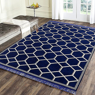                       RADECOR Blue Chenille Carpet (152 cm,  X 213 cm, Rectangle)                                              