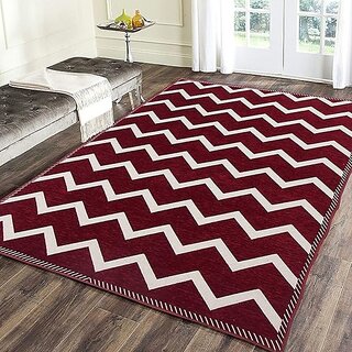                       RADECOR Red Chenille, Velvet Carpet (152 cm,  X 213 cm, Rectangle)                                              