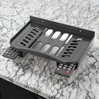                       Wall Mount Remote Control Holder, Media Device Storage Shelf, Black                                              