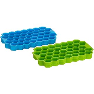 Flexible Silicone Honeycomb 37 Cavity Ice Cube Tray for Freezer Moulds Small Cubes Whiskey Fridge Bar Soft Ice Cube Tray -Color May Vary-Pack of 2 Flexible Silicone Honeycomb 37 Cavity Ice Cube Tray for Freezer Moulds Small Cubes Whiskey Fridge Bar Soft Ice Cube Tray -Color May Vary-Pack of 2