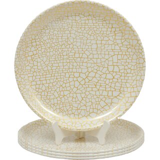 Aurka Melamine 12 Inch Full-Size Dinner Plates - White Gold Giraffe Pattern, Set of 4, Durable Stylish Aurka Melamine 12 Inch Full-Size Dinner Plates - White Gold Giraffe Pattern, Set of 4, Durable Stylish