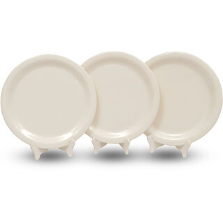                       Aurka Melamine 11 Inch Full-Size Dinner Plates - White, Set of 3, Durable  Stylish                                              
