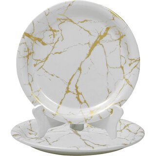 Aurka Melamine 11 Inch Full-Size Dinner Plates - White Gold, Set of 2, Durable Stylish Aurka Melamine 11 Inch Full-Size Dinner Plates - White Gold, Set of 2, Durable Stylish