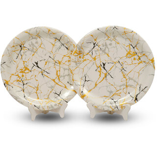 Aurka Melamine 11 Inch Full-Size Dinner Plates - White Base, Golden  Black, Set of 2, Durable  Stylish