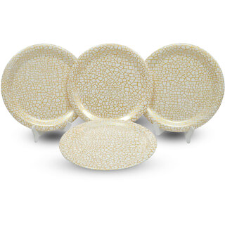 Aurka Melamine 11 Inch Full-Size Dinner Plates - White Gold Giraffe Pattern, Set of 4, Durable Stylish Aurka Melamine 11 Inch Full-Size Dinner Plates - White Gold Giraffe Pattern, Set of 4, Durable Stylish