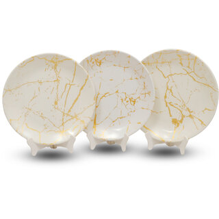 Ariya Melamine 10.5 Inch Dinner Plates - Golden & White, Set of 3 | Durable, Lightweight & Easy to Clean Ariya Melamine 10.5 Inch Dinner Plates - Golden & White, Set of 3 | Durable, Lightweight & Easy to Clean