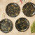 Aurka Melamine 11 Inch Full-Size Dinner Plates - Black  Gold, Set of 4, Durable  Stylish