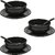Ariya Melamine Soup Bowl Set with Spoon and Plate - Black, Set of 3 | Durable & Multipurpose for Soup, Noodles & Pasta