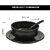 Ariya Melamine Soup Bowl Set with Spoon and Plate - Black, Set of 3 | Durable & Multipurpose for Soup, Noodles & Pasta