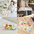 Ariya Melamine Rectangle Serving Tray (603, White Base, Black & Golden Pattern Small, Pack of 3)  | Durable, Lightweight