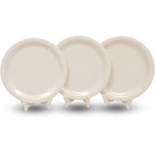Aurka Melamine 11 Dinner Plates (537 White  Pack of 3) for Serving Breakfast, Lunch, Sancks Plate for Hotel  Parties
