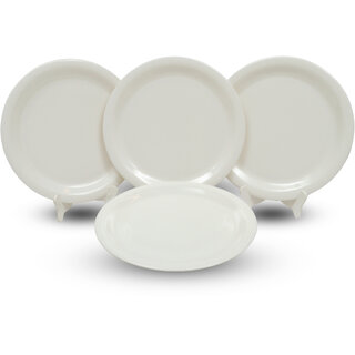 Aurka Melamine 11 Dinner Plates (537 White  Pack of 4) for Serving Breakfast, Lunch, Sancks Plate for Hotel  Parties