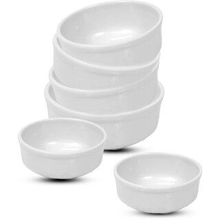 Aurka Melamine Soup Bowl (White  Set of 6) Perfect for Soup, Noodles, Cereal, Oatmeal, Pasta, Salads, for Home, Office