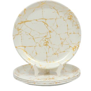Ariya Melamine 12 Inch Dinner Plates - White & Gold, Set of 4 | Durable, Lightweight & Easy to Clean Ariya Melamine 12 Inch Dinner Plates - White & Gold, Set of 4 | Durable, Lightweight & Easy to Clean