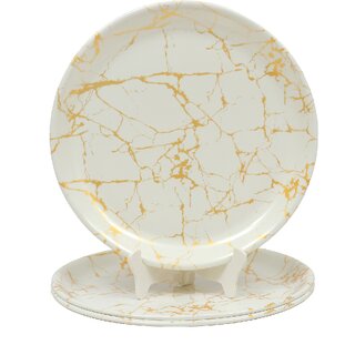 Ariya Melamine 11 Inch Dinner Plates - White & Gold, Set of 3 | Durable, Lightweight & Easy to Clean Ariya Melamine 11 Inch Dinner Plates - White & Gold, Set of 3 | Durable, Lightweight & Easy to Clean