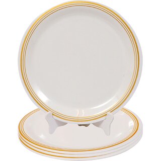 Ariya Melamine 11 Inch Dinner Plates - White & Gold, Set of 4 | Durable, Lightweight & Easy to Clean Ariya Melamine 11 Inch Dinner Plates - White & Gold, Set of 4 | Durable, Lightweight & Easy to Clean
