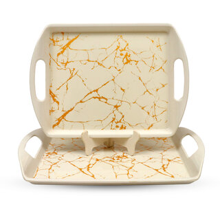                       Ariya Melamine M15 Small Rectangle Serving Tray - Pack of 2 | Traditional Print, Durable & Easy to Clean                                              