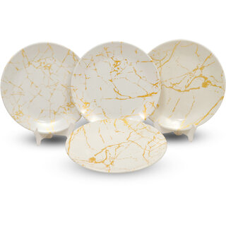 Globenox Melamine 10.5 Inch Dinner Plates - Golden White, Set of 4 Stylish, Break-Resistant Easy to Clean Globenox Melamine 10.5 Inch Dinner Plates - Golden White, Set of 4 Stylish, Break-Resistant Easy to Clean