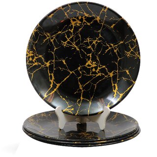 Globenox Melamine 10.5 Inch Dinner Plates - Black Gold, Set of 4 Stylish, Break-Resistant Easy to Clean Globenox Melamine 10.5 Inch Dinner Plates - Black Gold, Set of 4 Stylish, Break-Resistant Easy to Clean