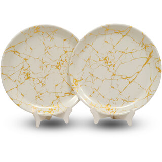 Globenox Melamine 12 Inch Dinner Plates - White Gold, Set of 2 Stylish, Break-Resistant Easy to Clean Globenox Melamine 12 Inch Dinner Plates - White Gold, Set of 2 Stylish, Break-Resistant Easy to Clean