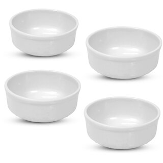                       Globenox Melamine Soup Bowl - White, Pack of  4  Durable, Easy to Clean  Perfect for Soup, Cereal  Snacks                                              