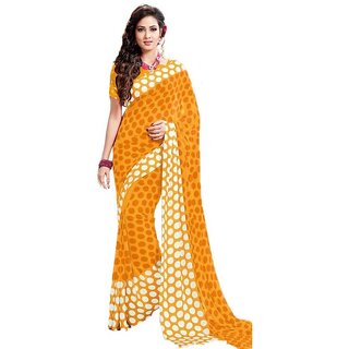                       Amazify Womens Geogrette Saree with Blouse Digital Printed Saree (Yellow, 6.25 Mtr)                                              