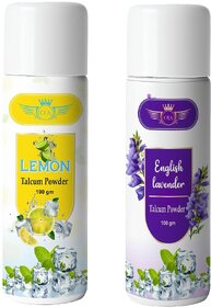 (Combo of 2) Lemon and Lavender Cool Talcum Powder 100g (Lemon, Lavender, Fragrance)