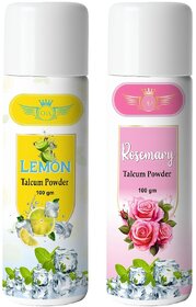 (Combo of 2) Lemon and Rosemary Cool Talcum Powder 100g (Lemon, Rosemary Fragrance)